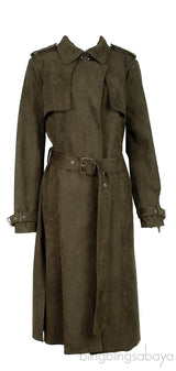 Dark Green Belted Trench Coat