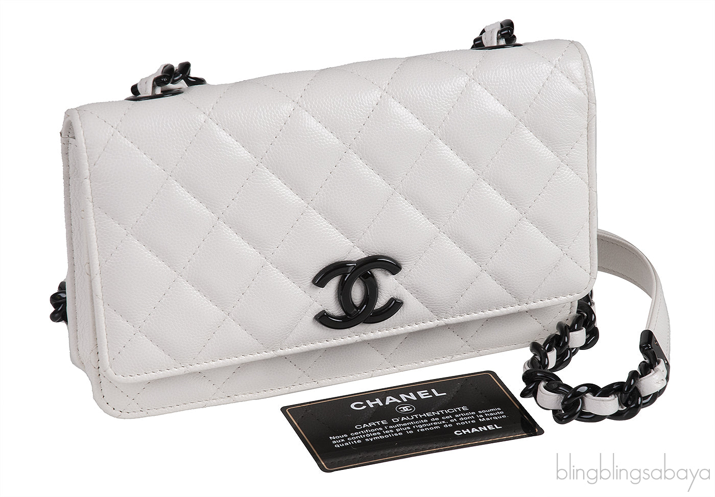 Chanel White Caviar Quilted My Everything WOC Bag