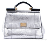 Miss Sicily Satchel Silver Python