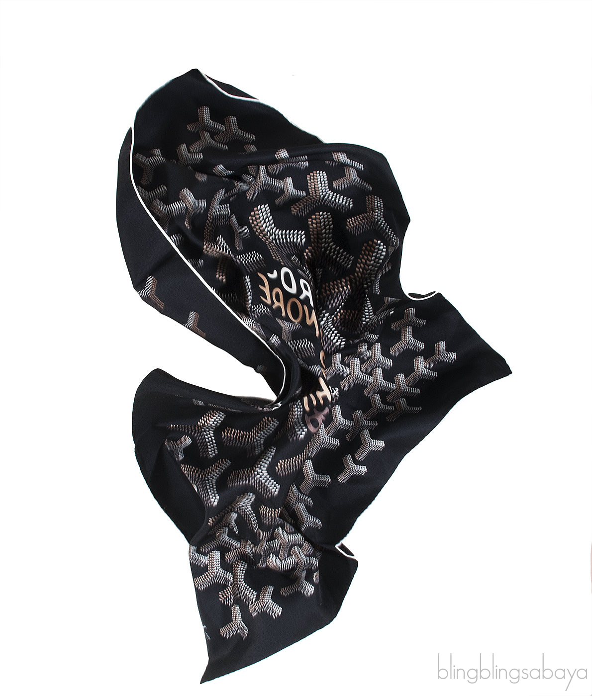 Silk Goyardine Black Scarf