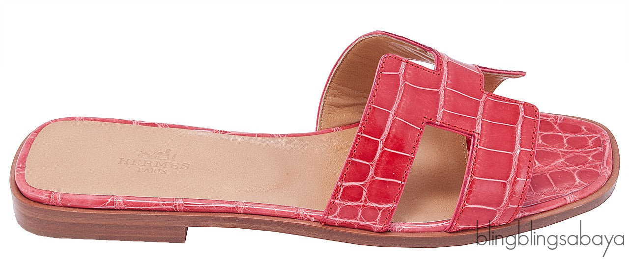 Oran Sandals Bordeaux Alligator