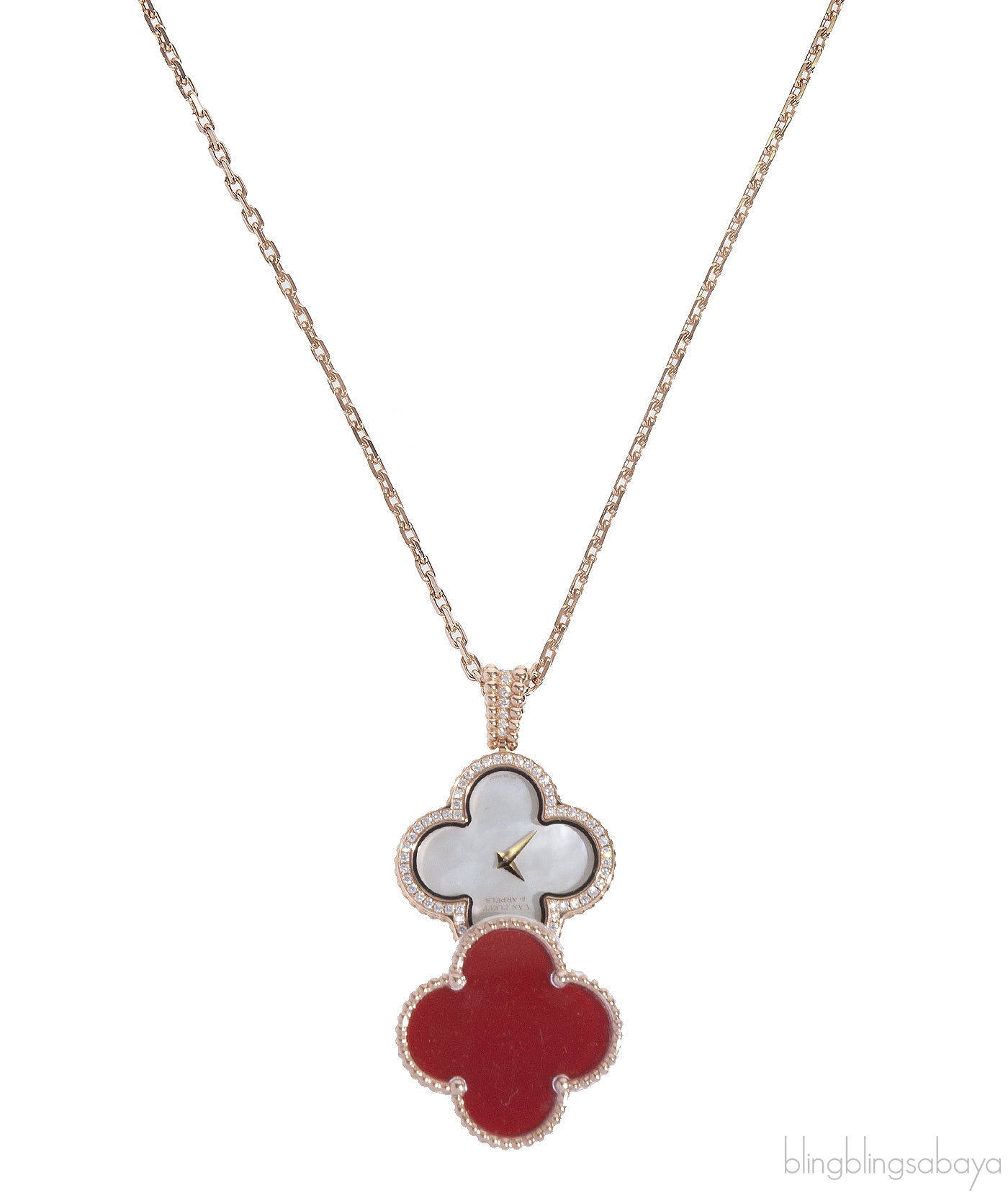 Van Cleef & Arpels Secret  Pendant Watch Carnelian Necklace