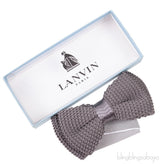 Grey Knitted Silk Bow Tie