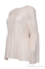 Ecru Silk Peplum Blouse