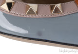 Valentino Garavani Blue Grey Patent Rockstuds Heels
