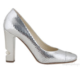 Silver Metallic Python Heels