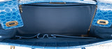 Kwanpen Blue Crocodile Top Handle Bag