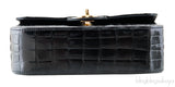 Black Croc Mini Single Flap Bag