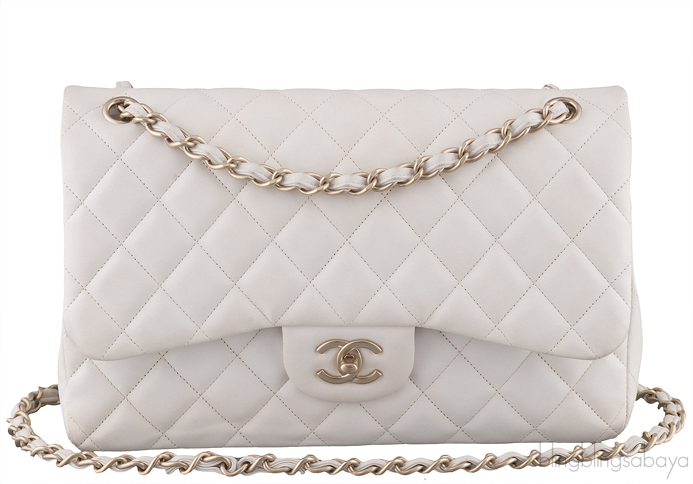 White Jumbo Flap Bag