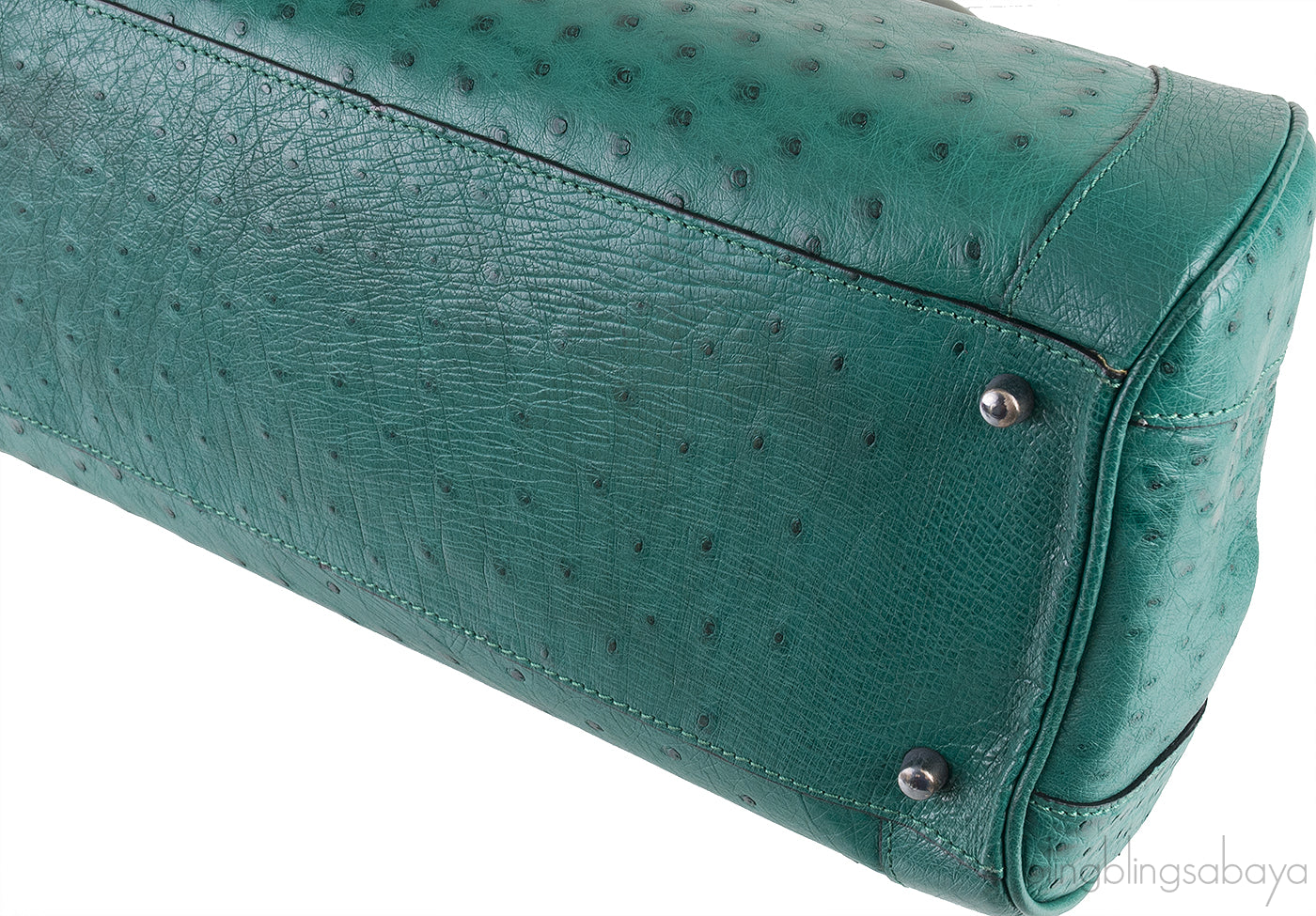 Green Ostrich Jade Handle Bag