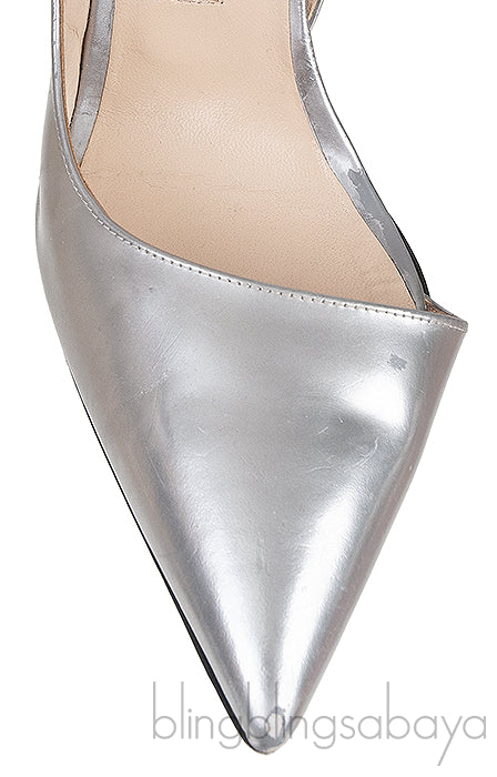 Metallic Silver Pointed Toe Heels