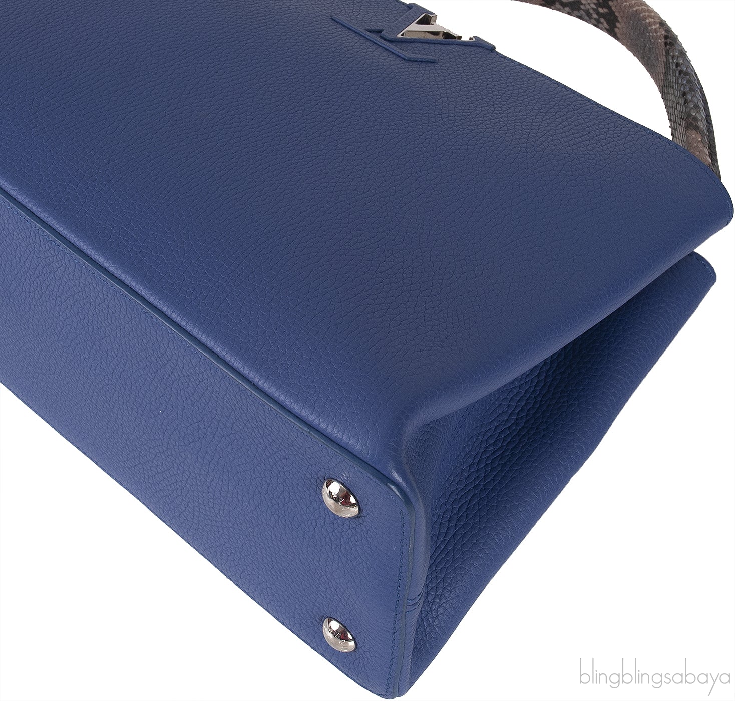 Louis Vuitton Blue Capucine Python Handle Bag