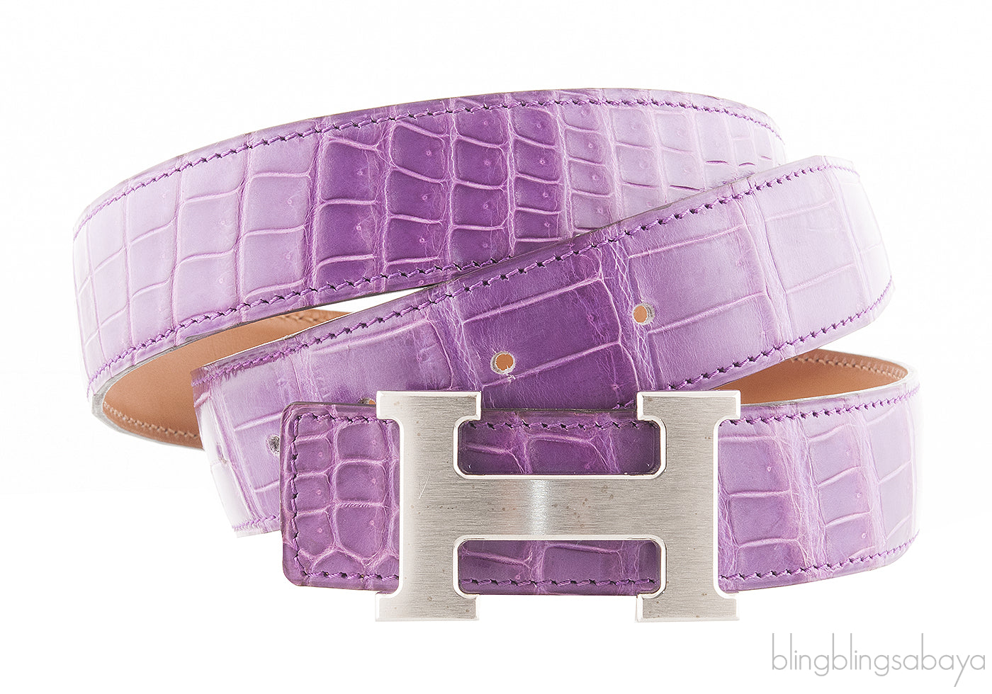 H Belt Amethyst Crocodile