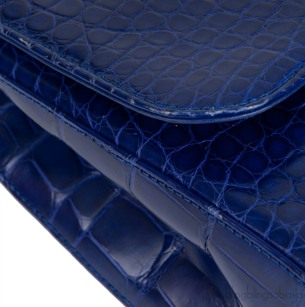Classic Blue Iris Crocodile Jumbo Flap Bag
