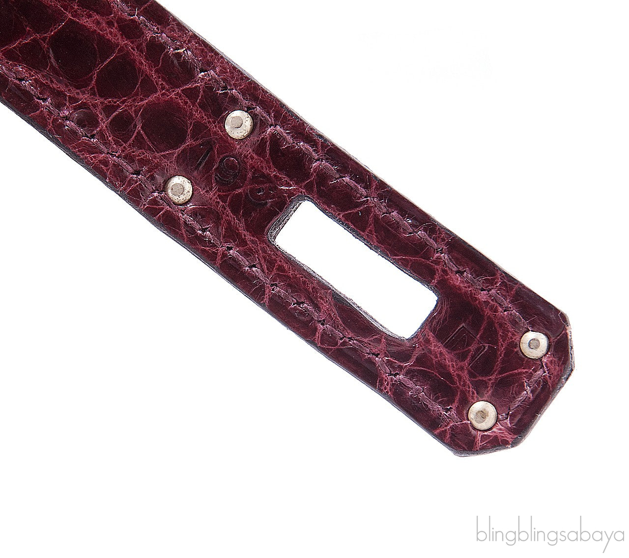 Kelly Cut Porosus Crocodile Bordeaux