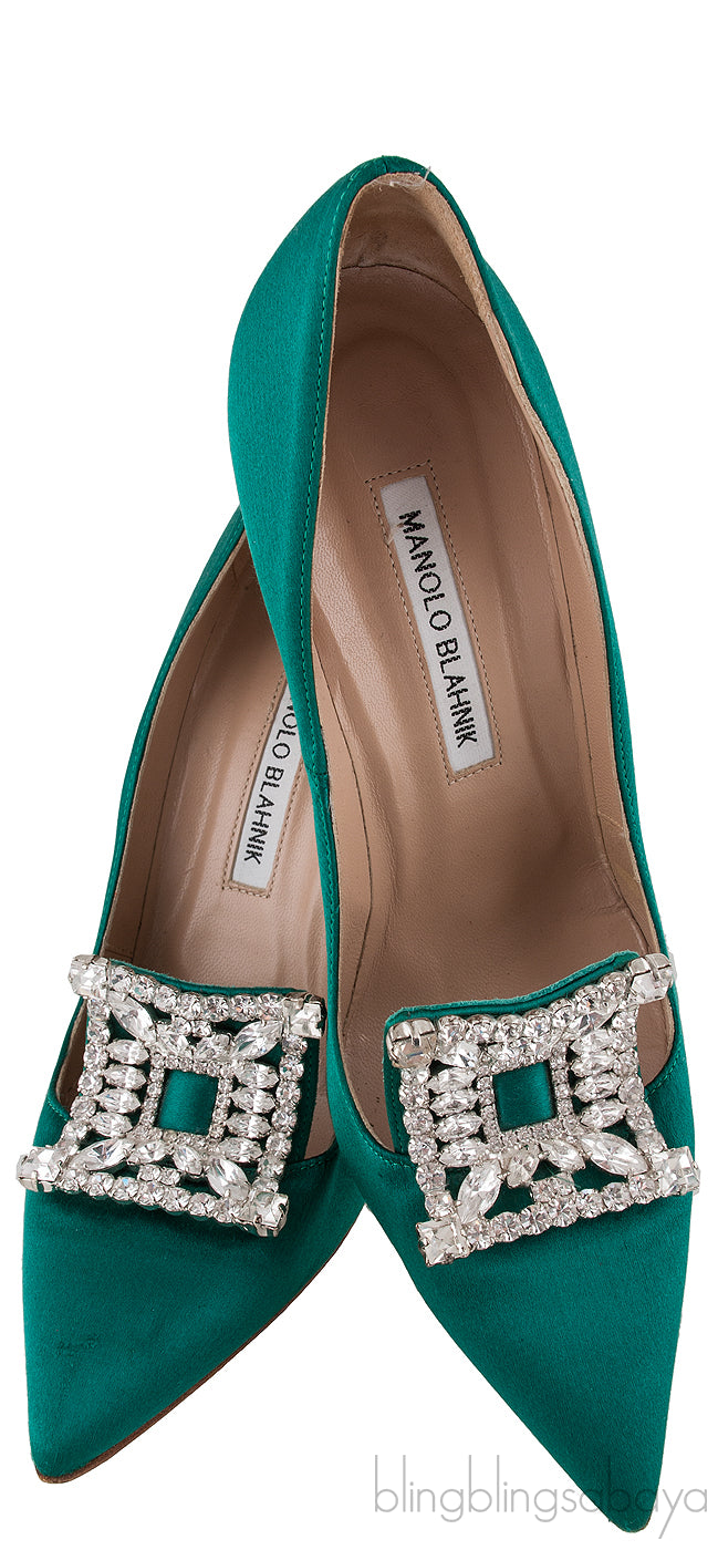 Borlak Emerald Green Satin Heels