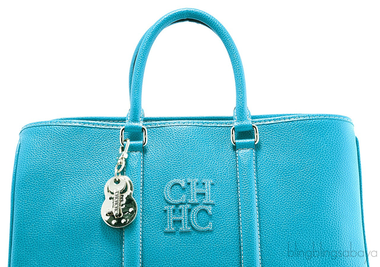 Aqua Marine Leather Tote Bag