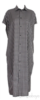 Grey Checkered Oversized Shirt Dress