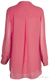 Coral Silk Long Sleeve Shirt