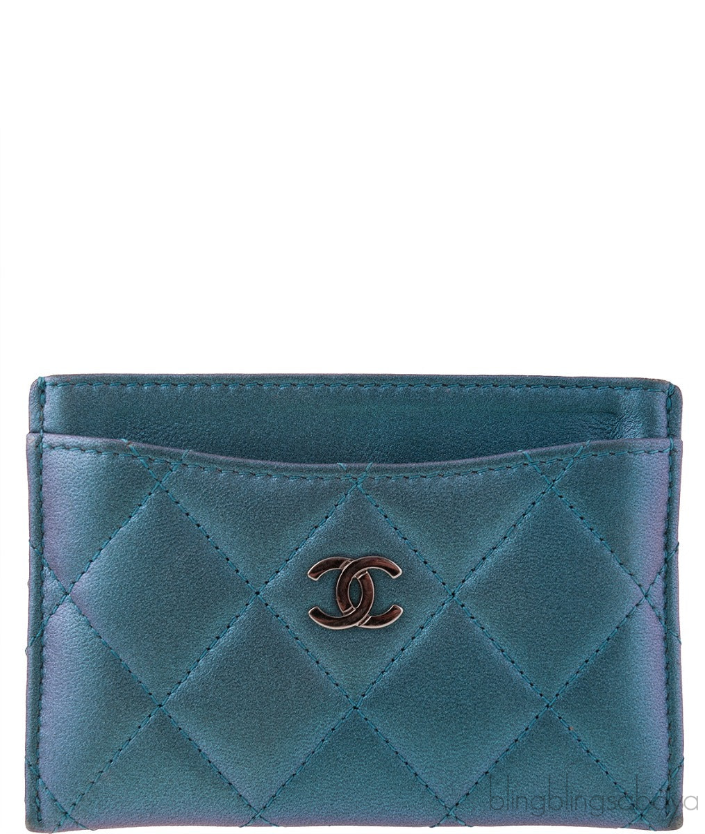 Metallic Blue Classic Card Holder