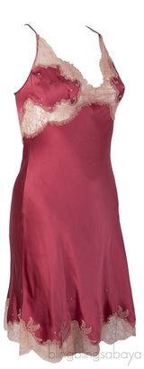 Carine Gilson Old Rose Lace Trim Cami Dress
