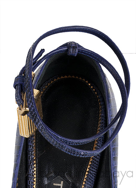 Padlock Printed Ankle Wrap Heels