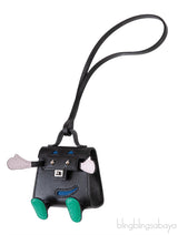 Kelly Doll Bag Charm Black/Mauve Pale/Blue/Mint Tadelakt