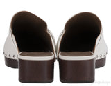 Hermes Carlota White Leather Mules