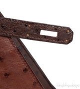 Hermes Kelly 32 Chocolate Natural and Dark Brown Ostrich GHW
