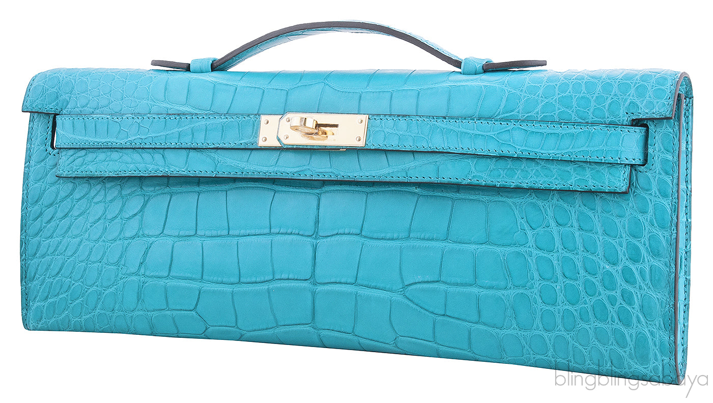 Kelly Cut Alligator Matte Bleu Paon