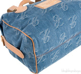 Chopard Blue Denim Distressed Logo Shoulder Bag