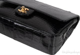 Vintage Black Patent Crocodile Medium Double Flap Bag GHW