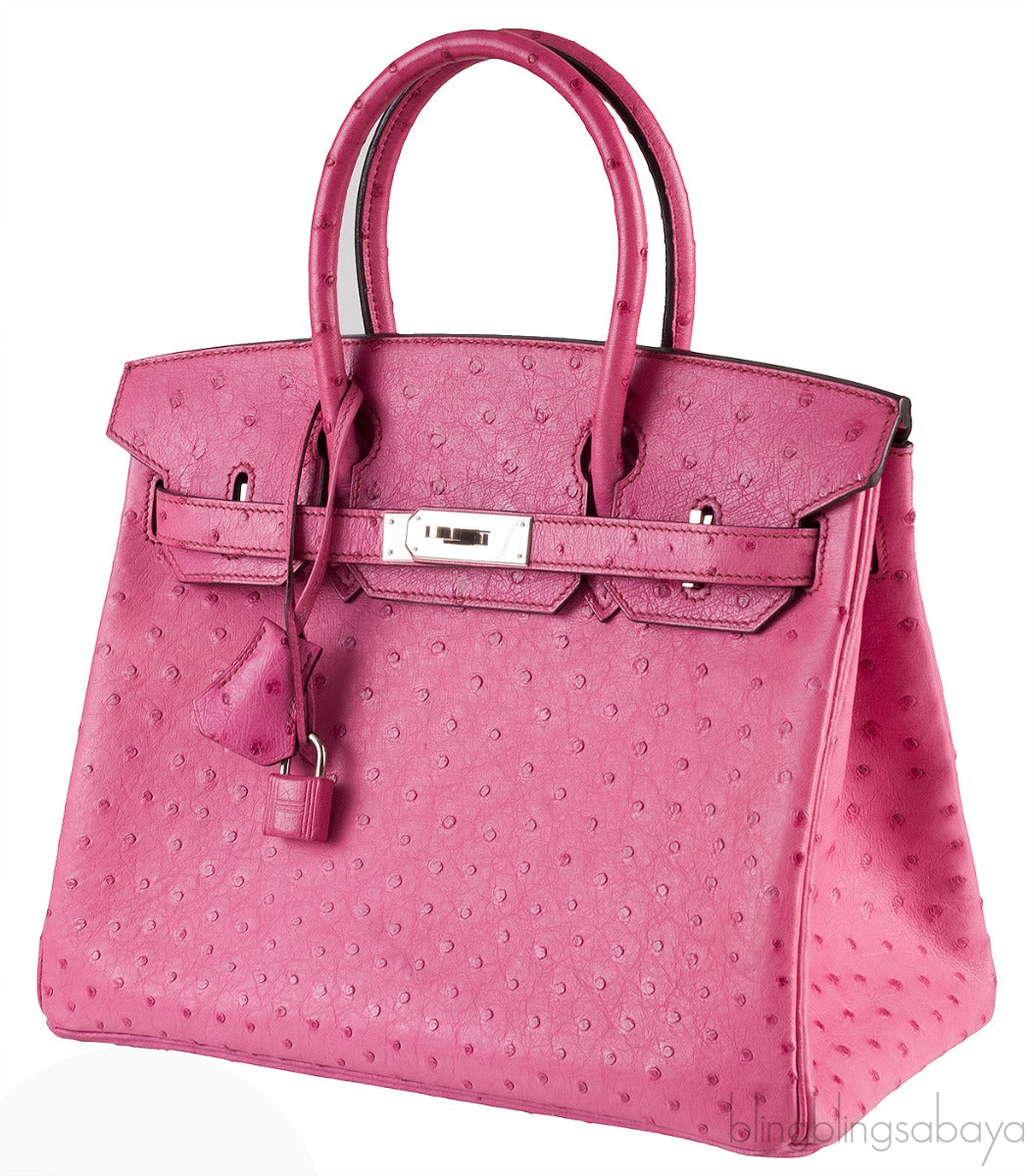 Birkin 30 Fuchsia Pink Ostrich PHW