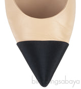 Beige Leather/Black Canvas Slingback Shoes
