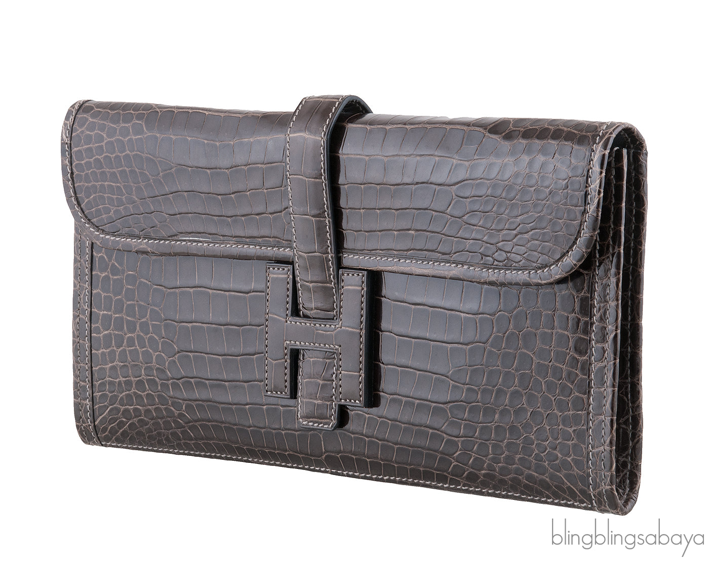 Jige Clutch Crocodile Graphite