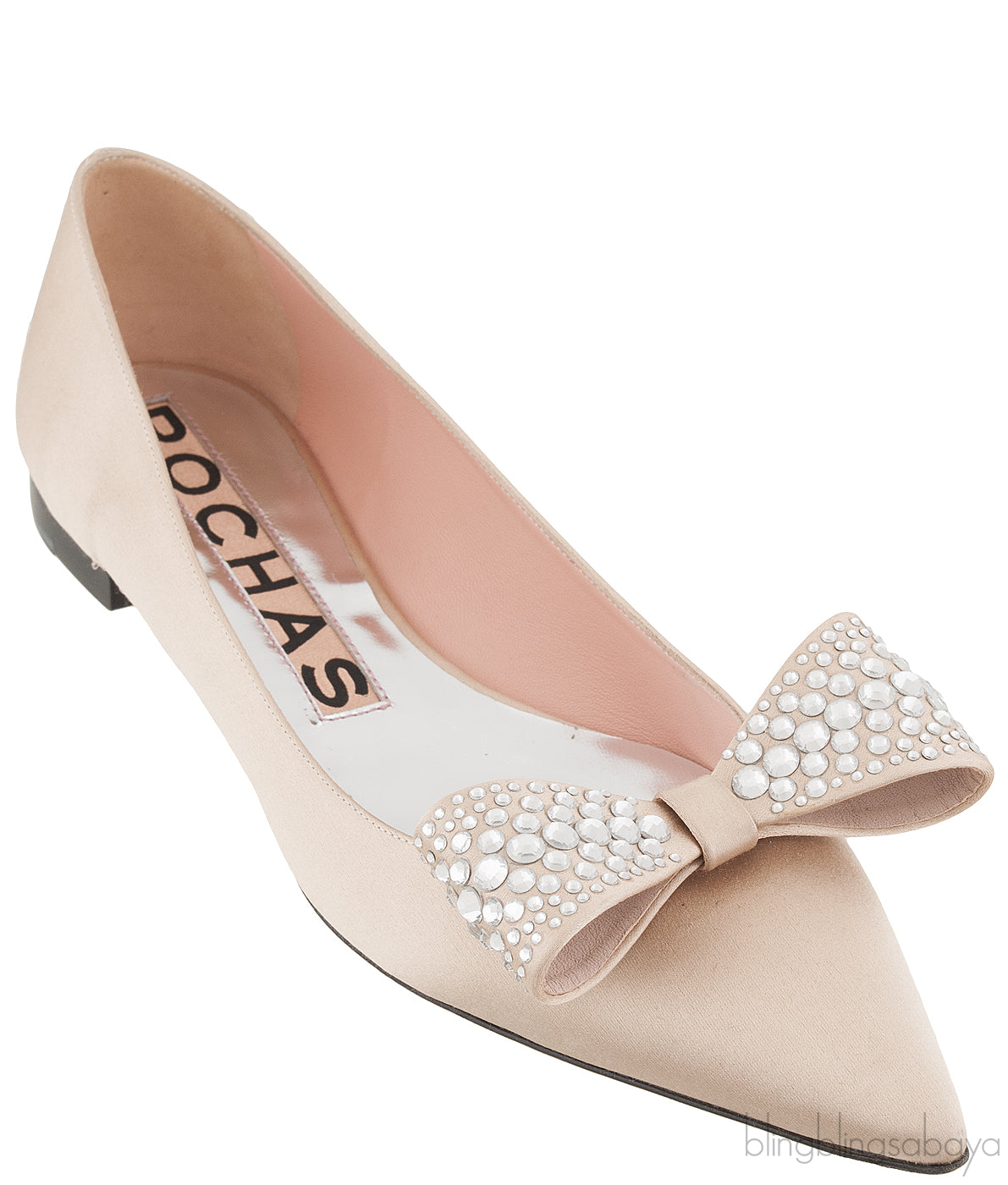 Nude Pointed Toe Bow Flat