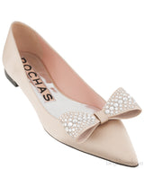 Nude Pointed Toe Bow Flat