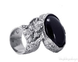 Silver & Black Arty Oval Ring