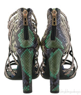 Hermes Green & Natural Snakeskin Sandals