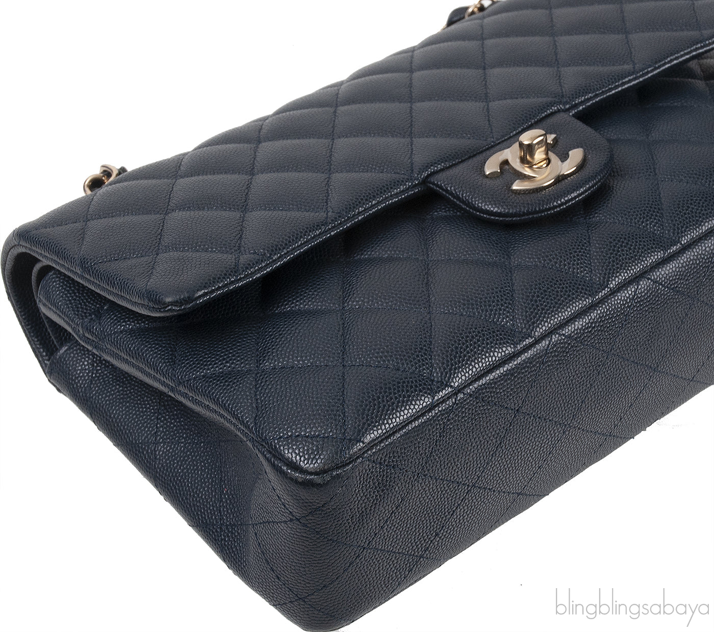 Classic Midnight Blue Medium Double Flap Bag GHW