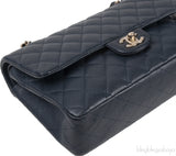 Classic Midnight Blue Medium Double Flap Bag GHW