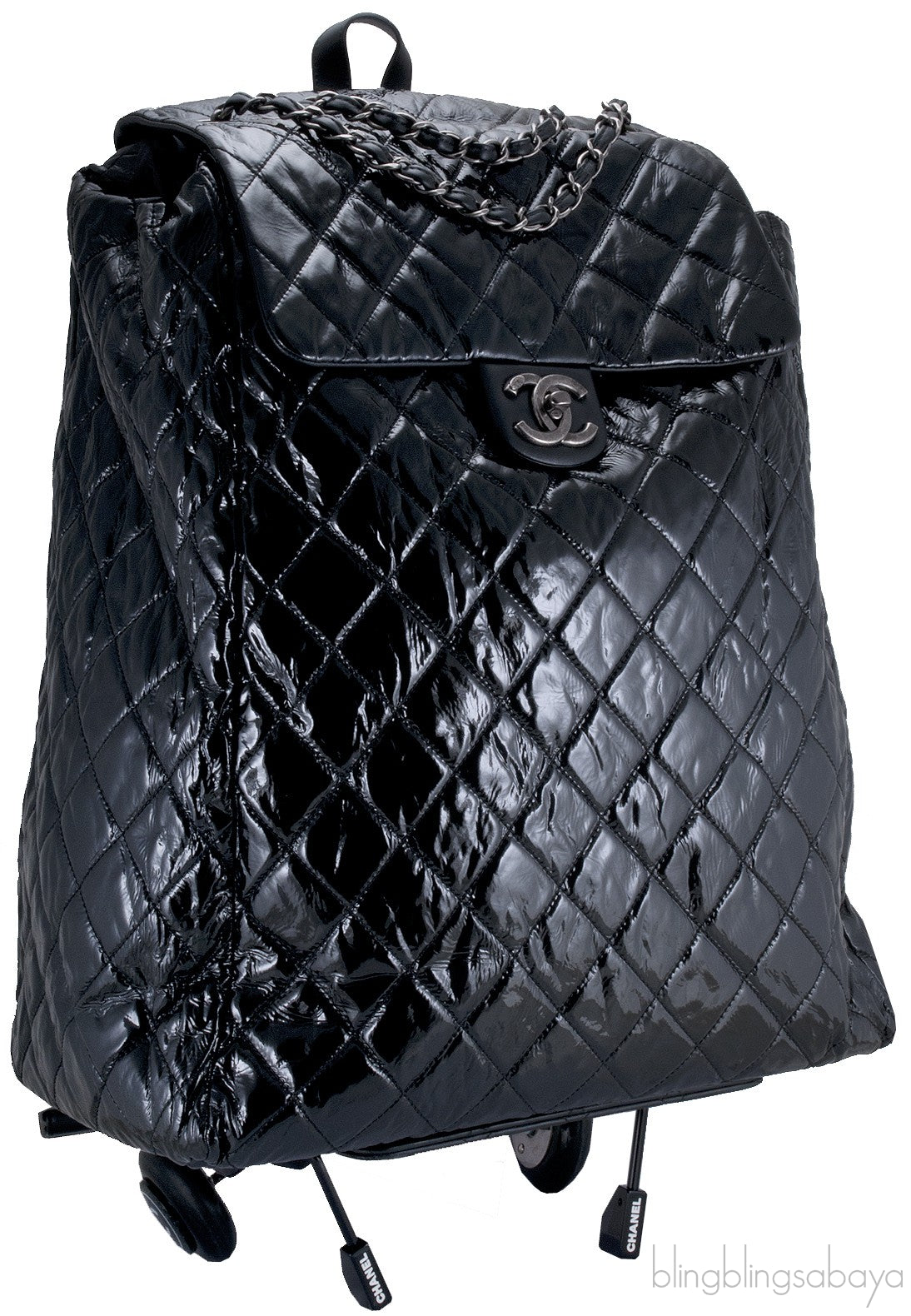 Black Quilted Shopping Trolley Bag