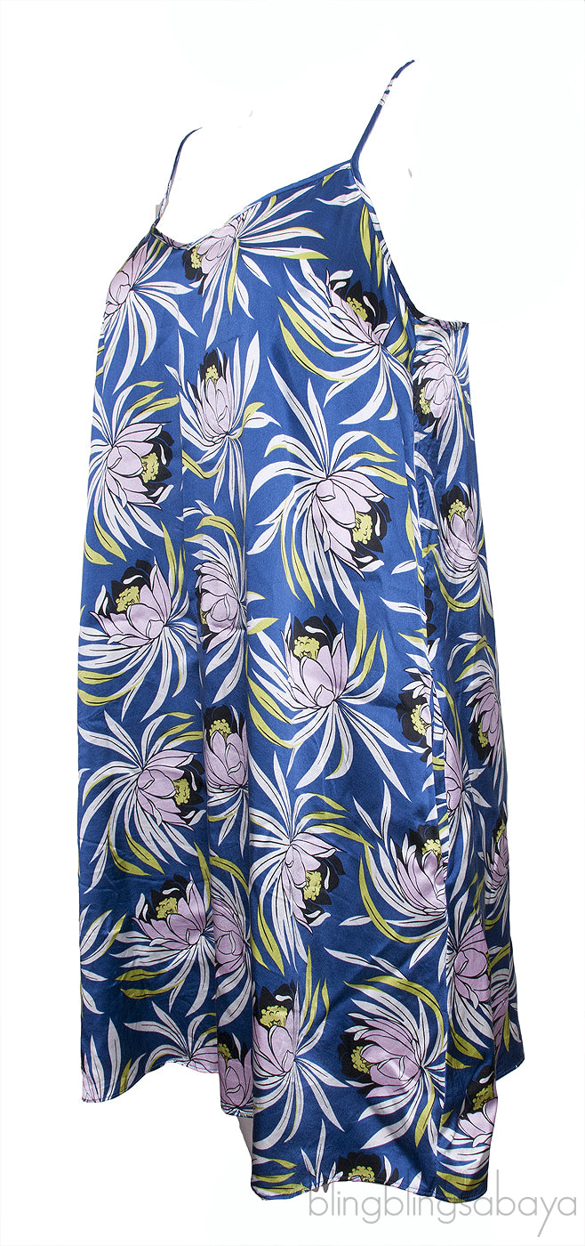 Blue Floral Printed Mini Dress