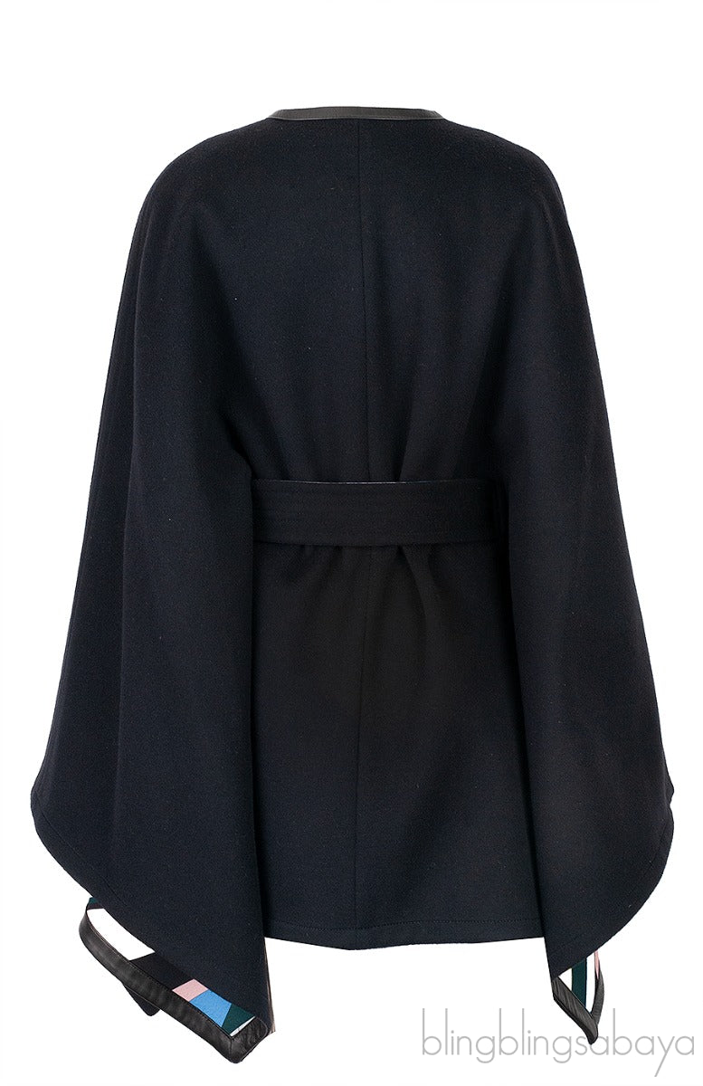 Black Belted Cape Coat