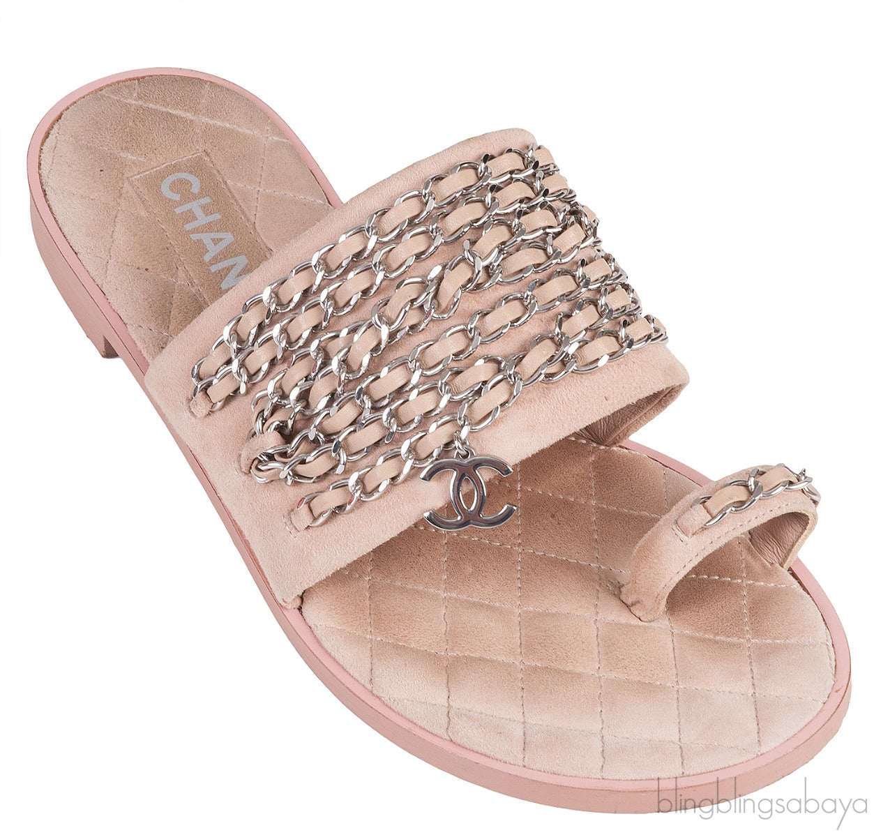 Beige Suede & Chain Sandals
