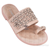 Beige Suede & Chain Sandals