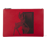 Red Iconic Print Pouch