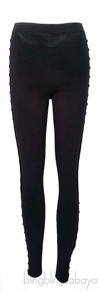 Silver Metal Studs Black Leggings