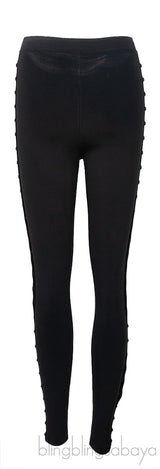 Silver Metal Studs Black Leggings