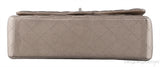 Metallic Silvery Gold Quilted Maxi Flap Bag